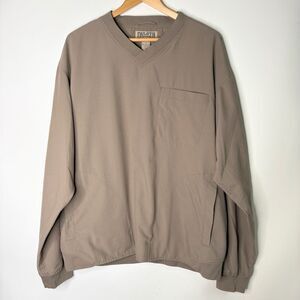 Duluth Trading Bogey Windshirt Pullover V-Neck Tan Men Size Large